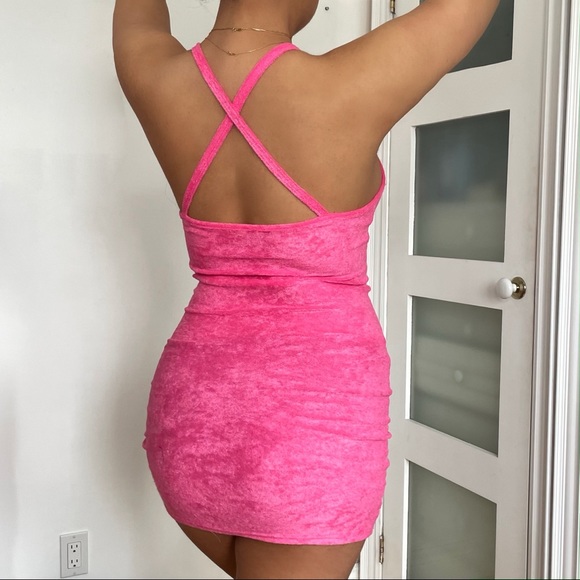 Pink terry cloth mini dress - Picture 4 of 5